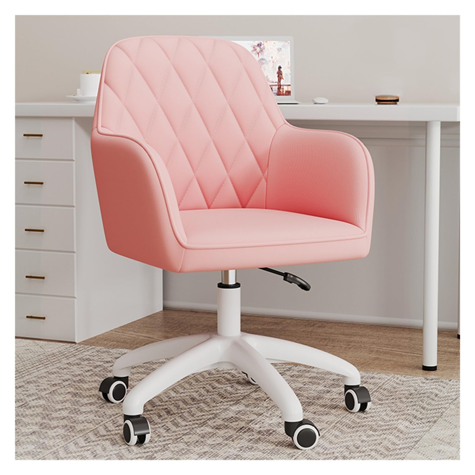 Chaise de bureau en velours réglable et pivotante pour le télétravail