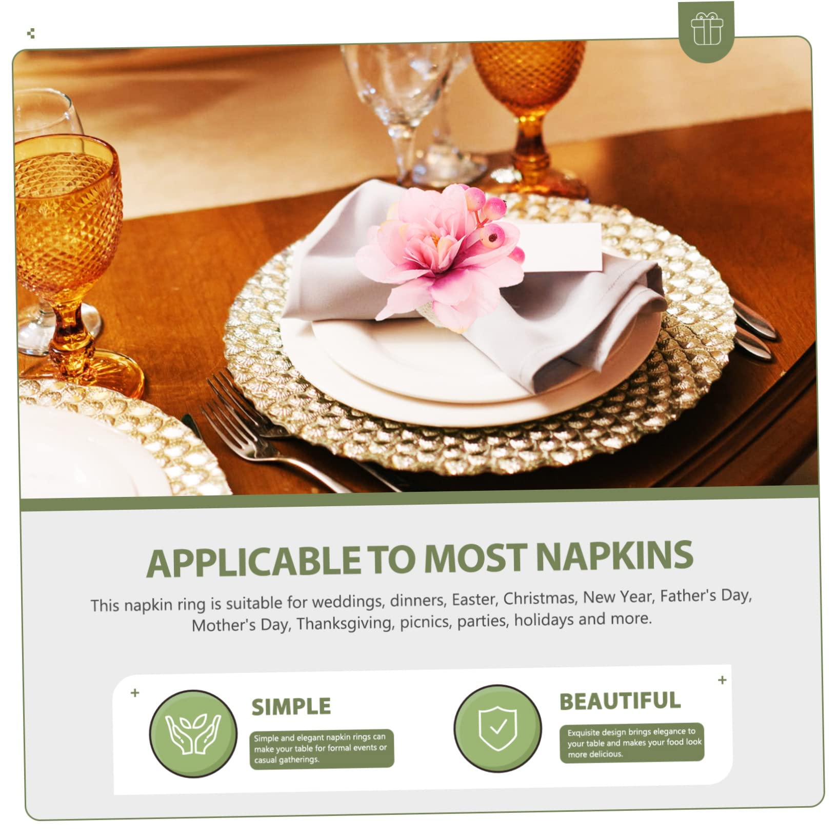 IMIKEYA 30stücke Künstliche Blumen Serviettenringe Elegante Tischdeko Für Hochzeiten Ostern Partys Und Mehr Stilvolle Napkin Decor Accessory Aus Hochwertigen Materialien