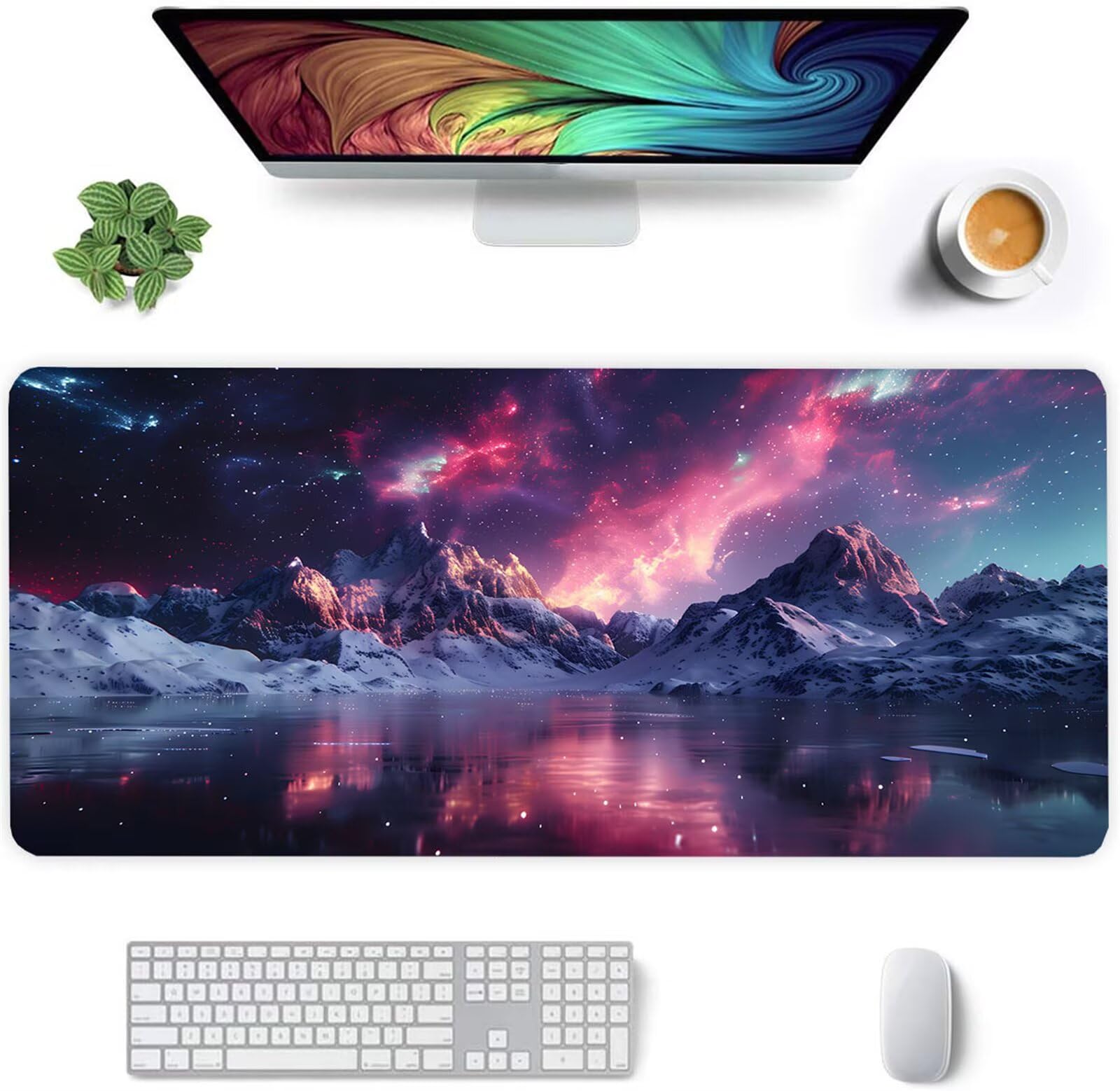 Alfombrilla Ratón XXL 1000x500x3mm Mouse Pad Grande Gaming,Alfombrilla Antideslizante,Tapete Escritorio con Bordes Cosidos,Alfombrilla Ratón para Jugadores, PC, Oficina, Paisaje de montaña
