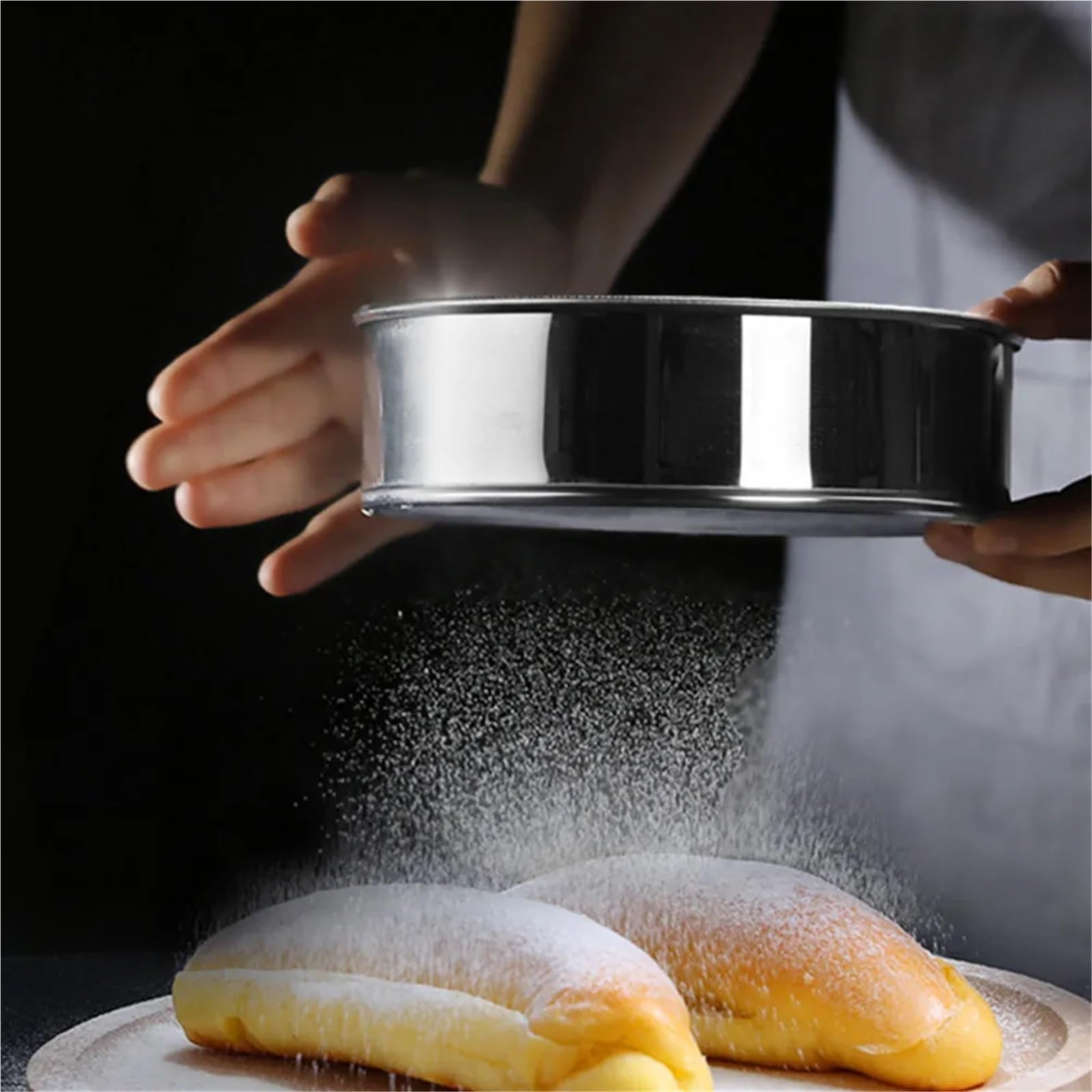 1 Set (3 Pezzi) Set di setaccio for Farina in Acciaio Inossidabile a Maglia fine 40 Mesh for la Cottura Biscotti Pane Torta Pasticceria in Polvere setacciatura utensile da Cucina per Cucina