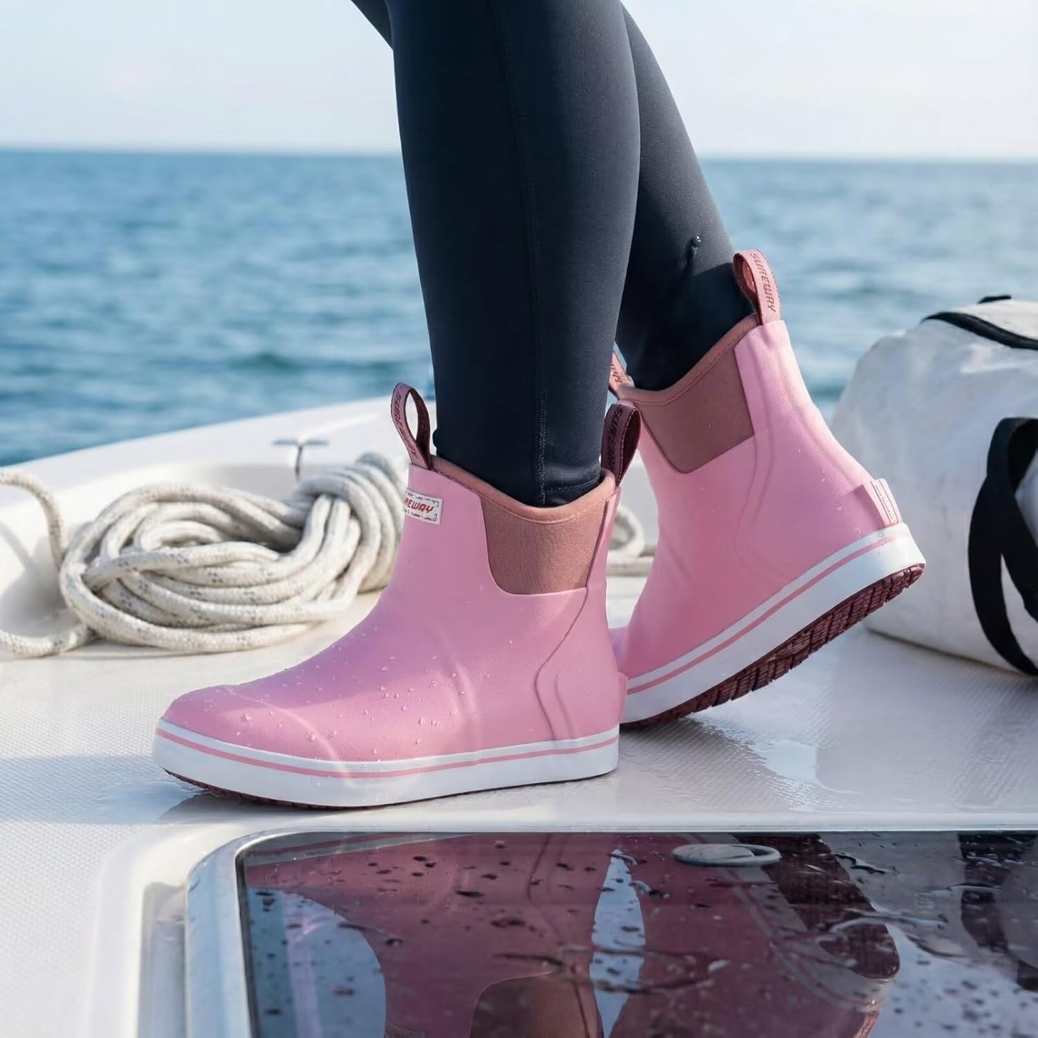 SUREWAY Women's Deck Boots Professional Non-Slip Fishing & Ankle Deck Boot Waterproof Rain Boots - Image 2