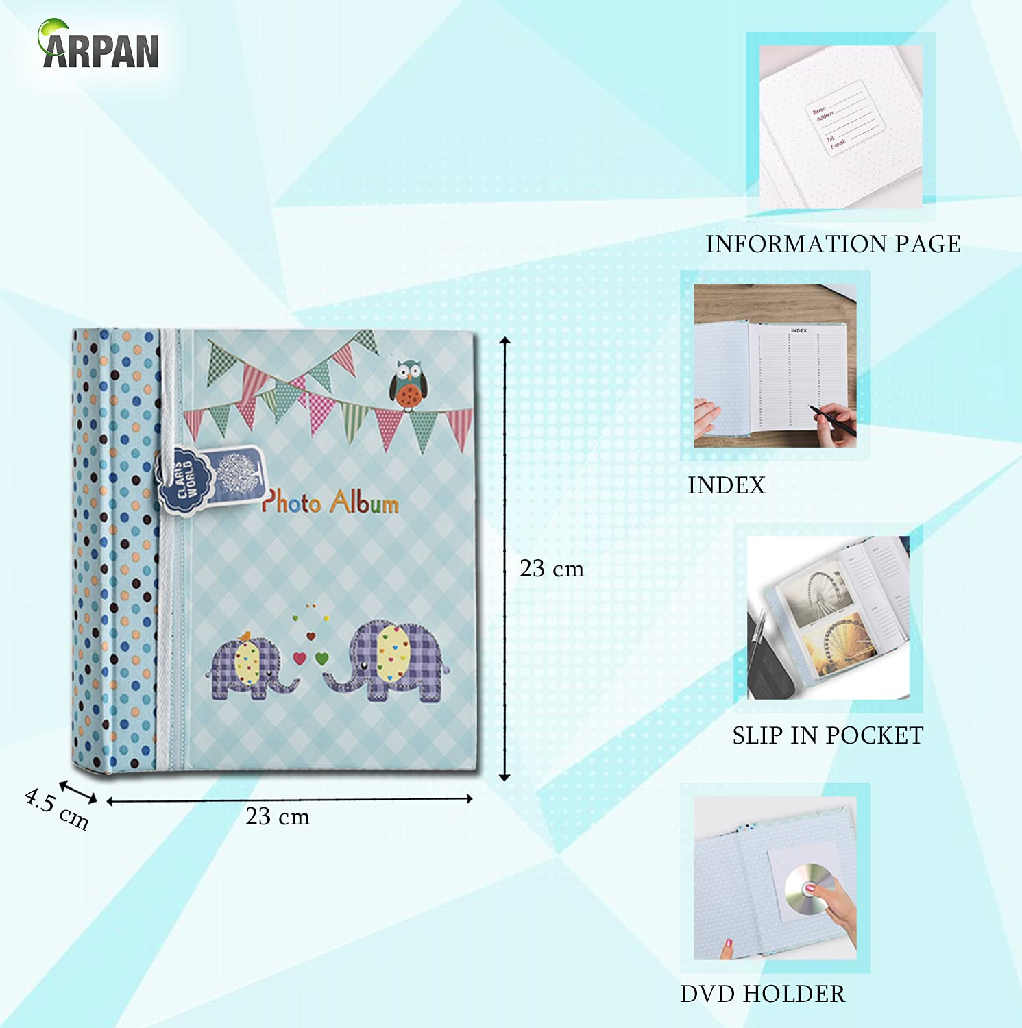 Álbum Fotográfico De 22 X 23,5 Cm Con Diseño De Elefante Rosado