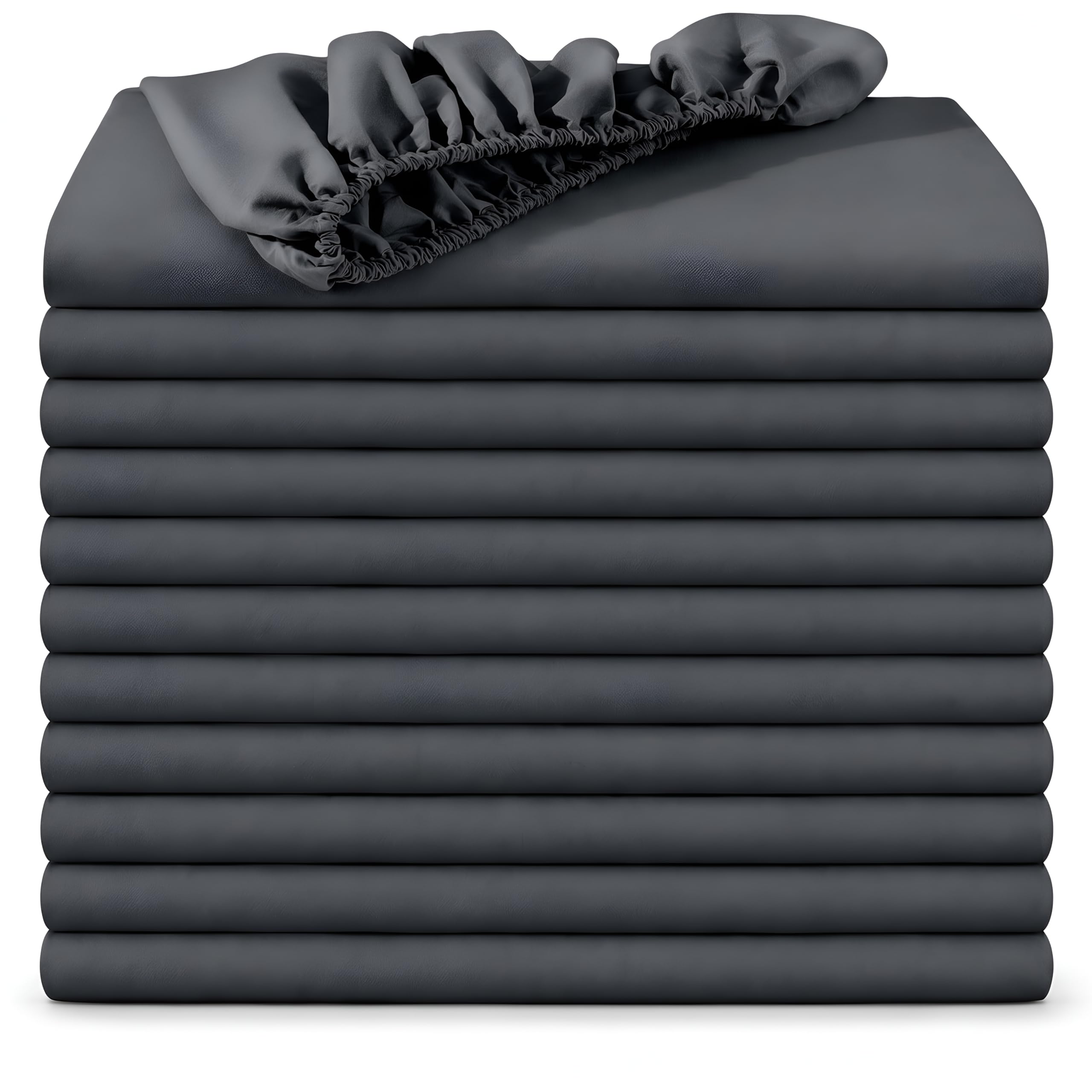 BedLooms Super King Fitted Sheet 12 Pack – Charcoal (180x200cm) up to 25cm Deep Bed Sheets