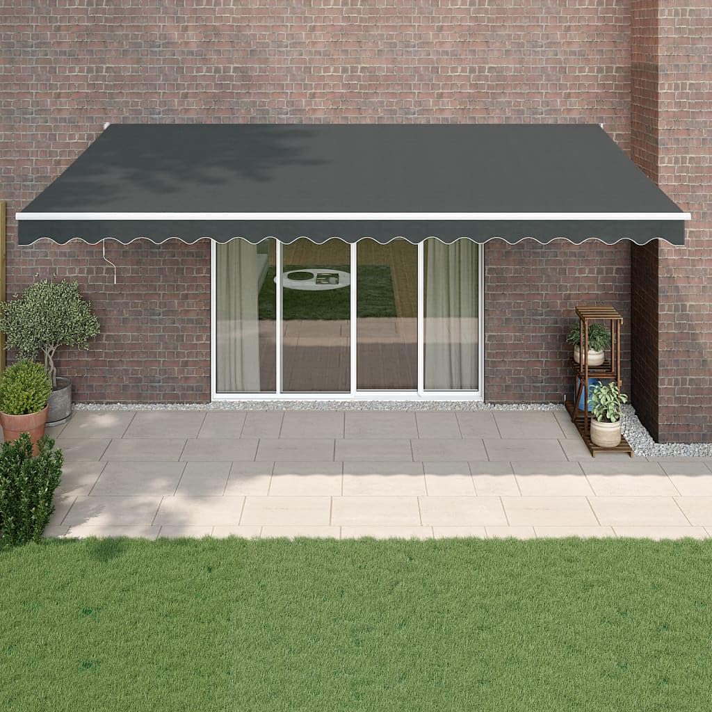 Markise Einziehbar Anthrazit 5x3 m Stoff und Aluminium, Sichtschutz Balkon, Balkon Markise, Seitenmarkise, Klemmmarkise, Sonnenvorhang, Balkonmarkisen - 3154440