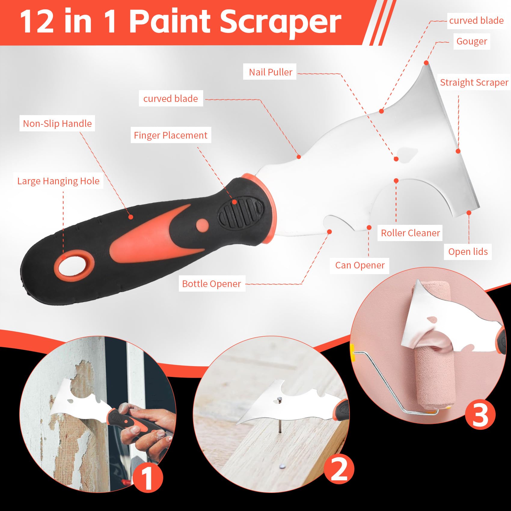 Set di coltelli per cartongesso, 10 pezzi in acciaio inox, kit di utensili manuali per cartongesso, include coltello per stucco, coltello per nastratura, raschietto per pittore e padella per