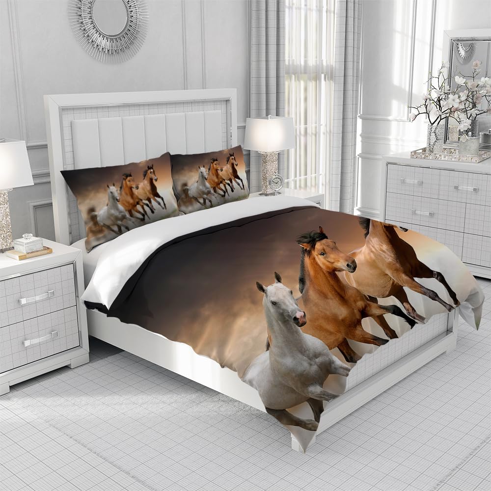 Set Biancheria Da Letto Cavalli 135x200 Cm - Copripiumino Microfibra Con Federe 50x75 Cm - Foto 5