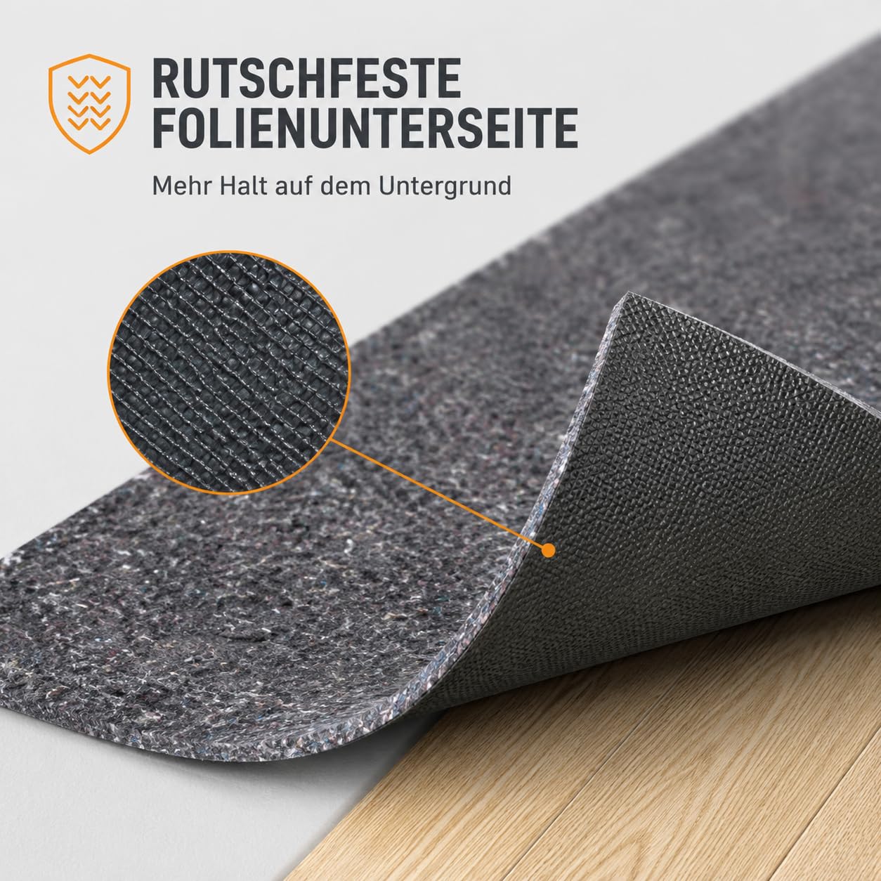 Maler-Abdeckvlies 50 m x 1 m, 270 g/m² – Malervlies, Renovierungsvlies, Schutzvlies und Bodenschutzvlies auf Rolle – mehrfach verwendbarer Abdeckfilz mit rutschfester Folie