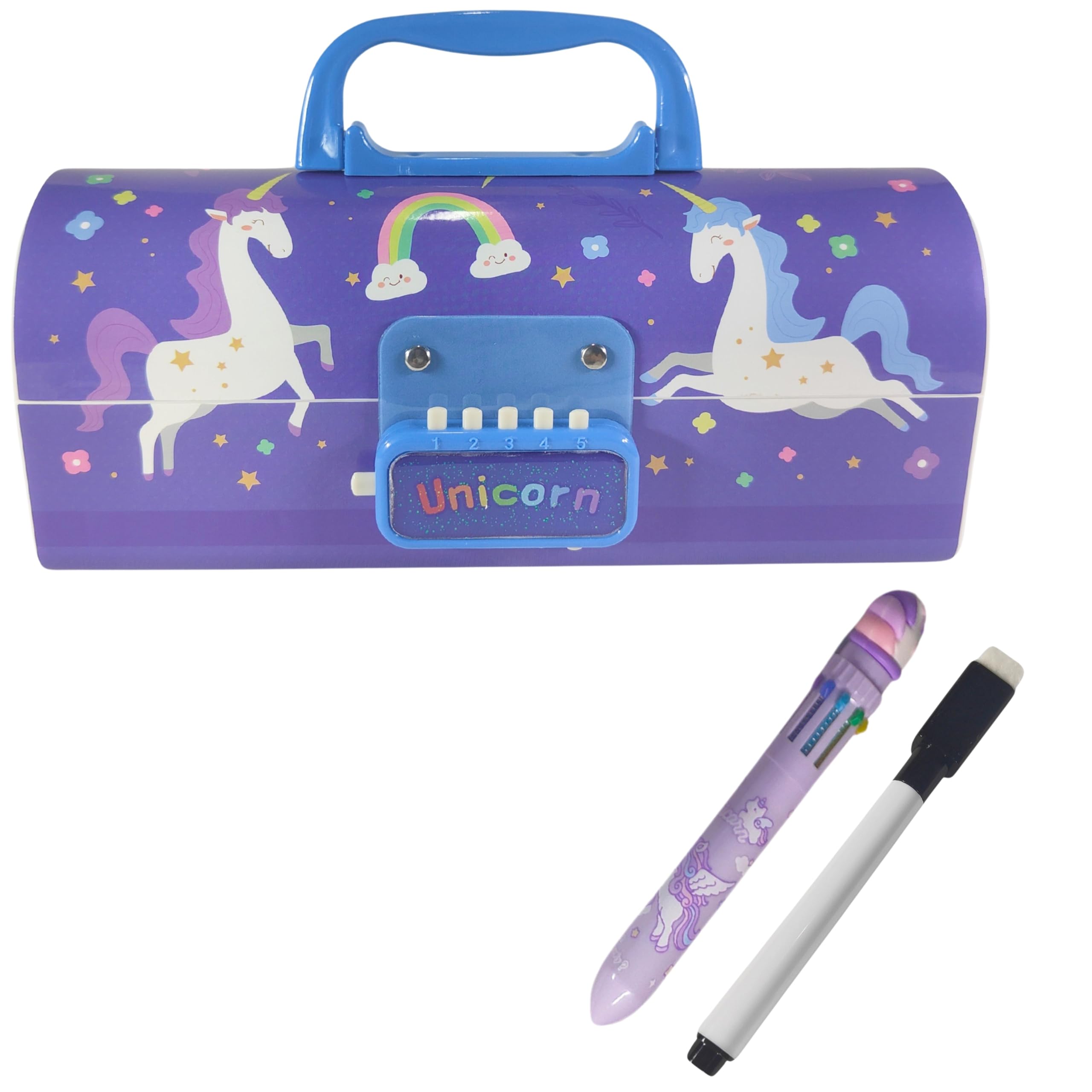 ZAFCO Creative Unicorn Pencil Box- Suitcase Style with Code Lock Large Capacity Multi-Function Storage Bag Multi-Layer Pencil Box for Girls Boys School Stationery Items Secret Compartment-Blue (B0D3XJ7HPJ) Amazon Price History, Amazon Price Tracker