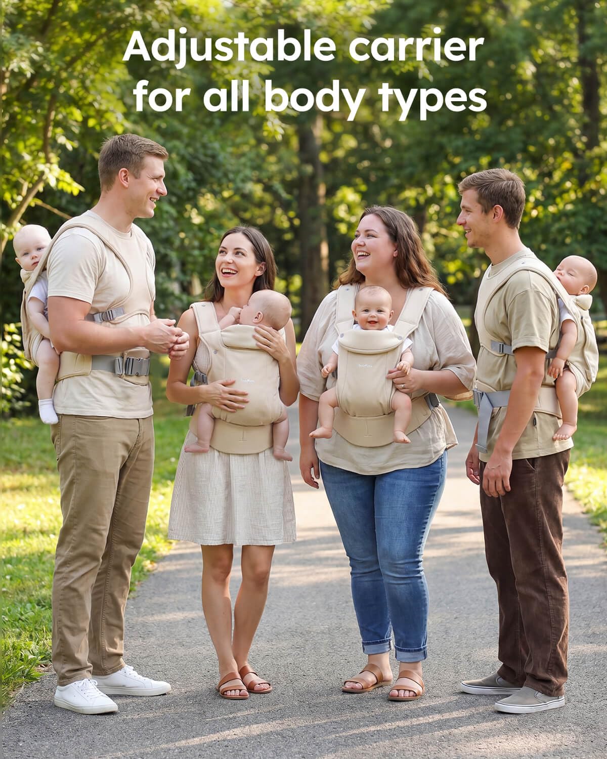 Yoofoss Baby Carrier - Ergonomic Lightweight, Adjustable Flip 4-in-1 with Hip & Lumbar Support, No Back Pain, Effortless to Put On, Baby Carrier Newborn to Toddler 7-35 lbs, Ivory