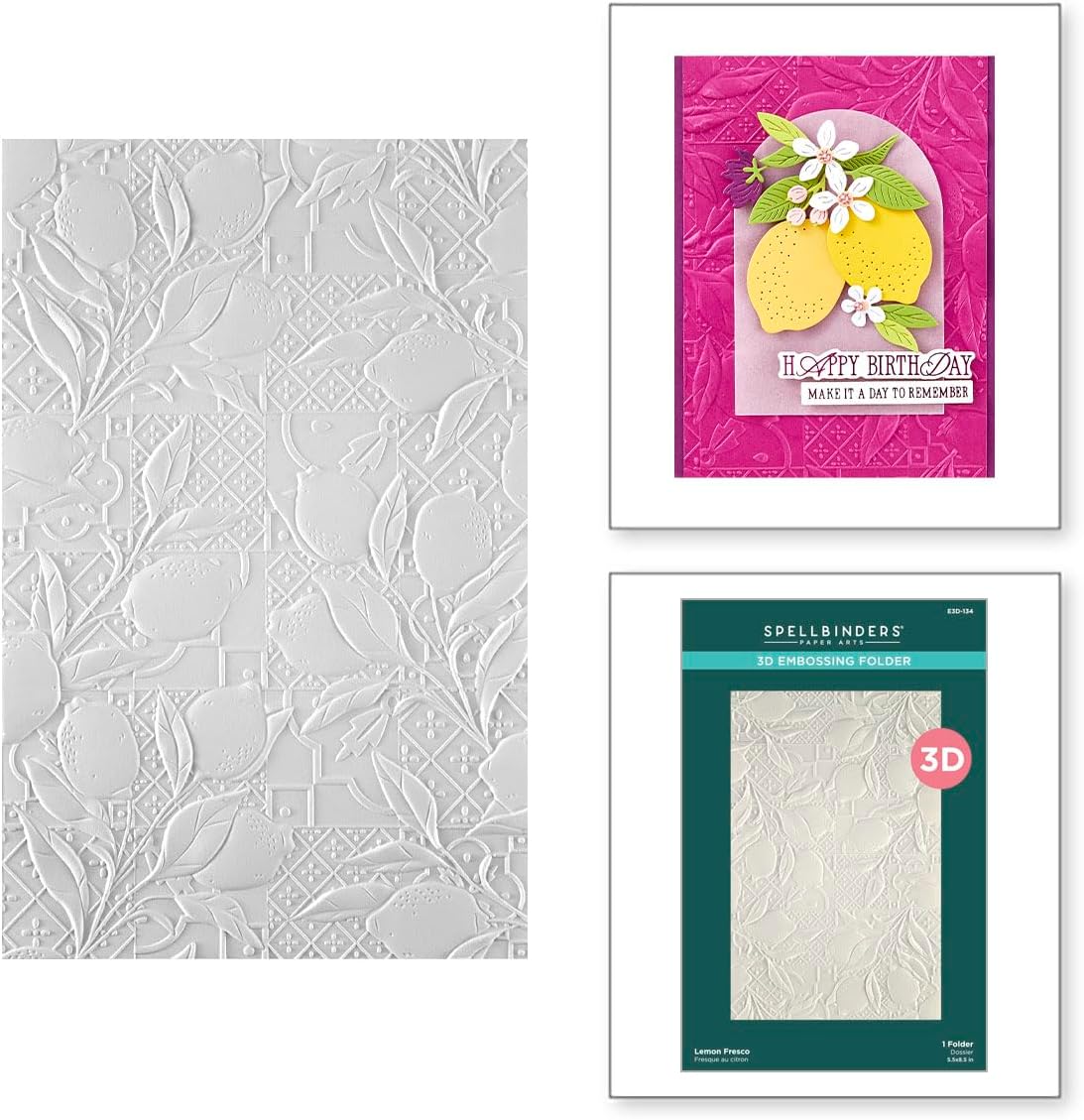 Spellbinders E3D-134 Lemon Fresco 3D Embossing Folder from The La Dolce Vita Collection