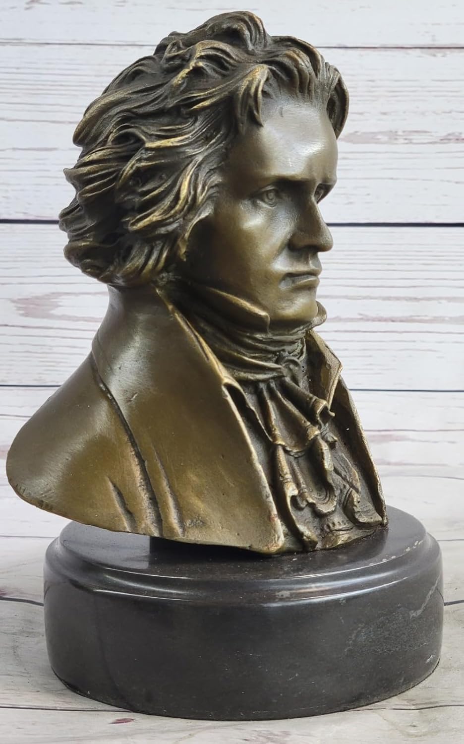 Ludwig Van Beethoven Bust Figurine Sculpture Statue - European Made Cast Bronze Statue Gift for Home Office by Finery Bronze