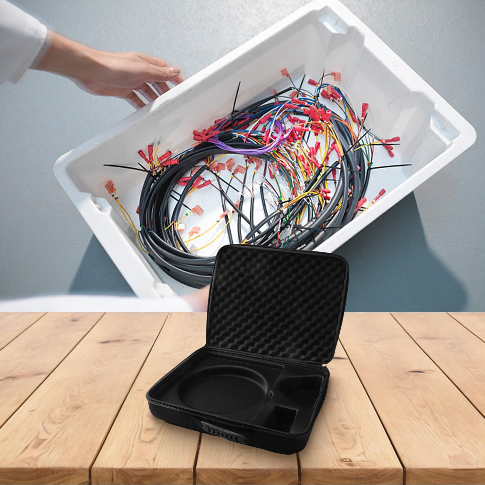 Custodia rigida per il trasporto, scatola da viaggio per Starlink Mini, impermeabile, antiurto, con organizer per cavi, guscio rigido in ABS per antenna e adattatore di alimentazione, nero
