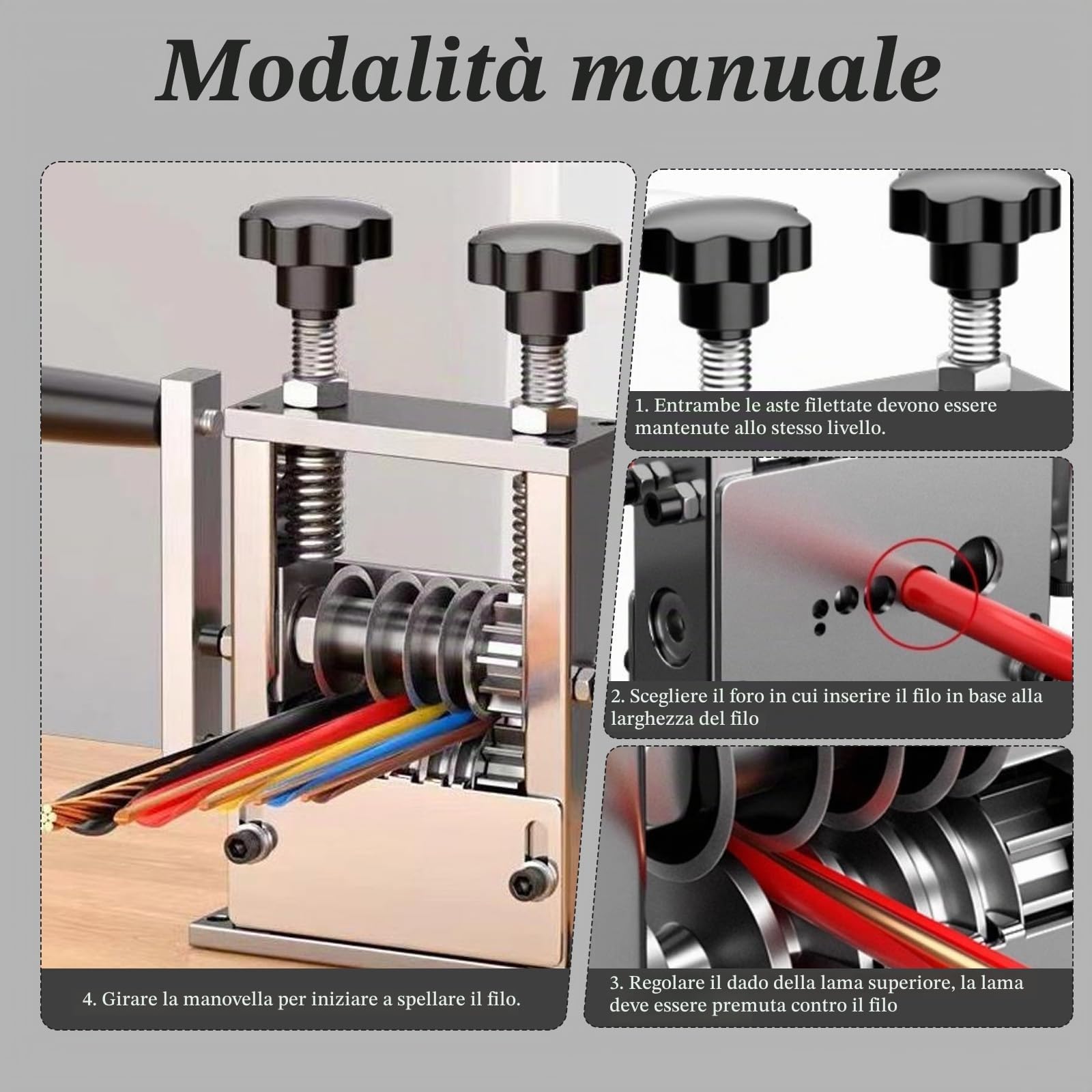 Macchina per spellare manuale,Spelatore per cavo con manovella,Macchina di spogliatura per cavi 1-17 m,Cavo elettrico con 6 canali 5 lame,Spellatrice per il riciclaggio dei rifiuti cavi