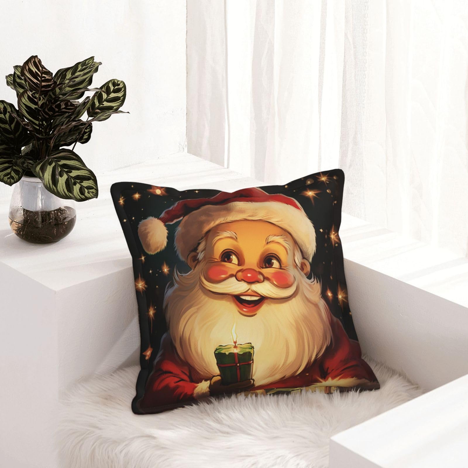 Housse de coussin moderne en similicuir 50,8 cm décor de Noël