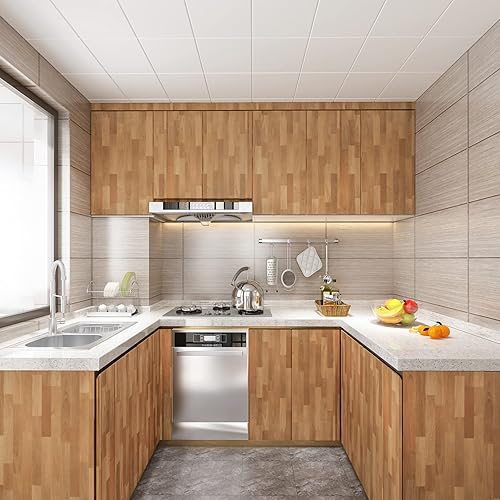 Miniatura 7 de VEELIKE Papel de contacto de madera de tamaño ancho de 32 x 354 pulgadas, para despegar y pegar, encimeras para cocina, papel tapiz de madera