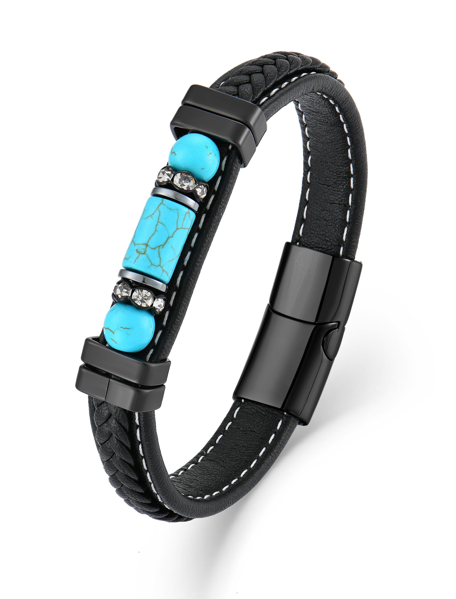 Turquoise Bracelet for Men Leather Men Bracelet