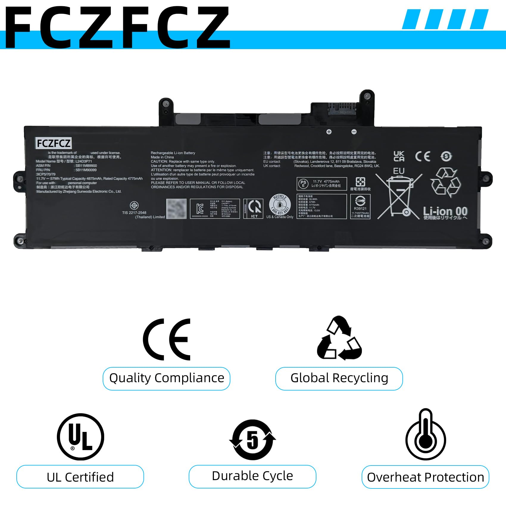 Amazon.com: FCZFCZ L24D3P71 Battery 57Wh 4875mAh Replacement for