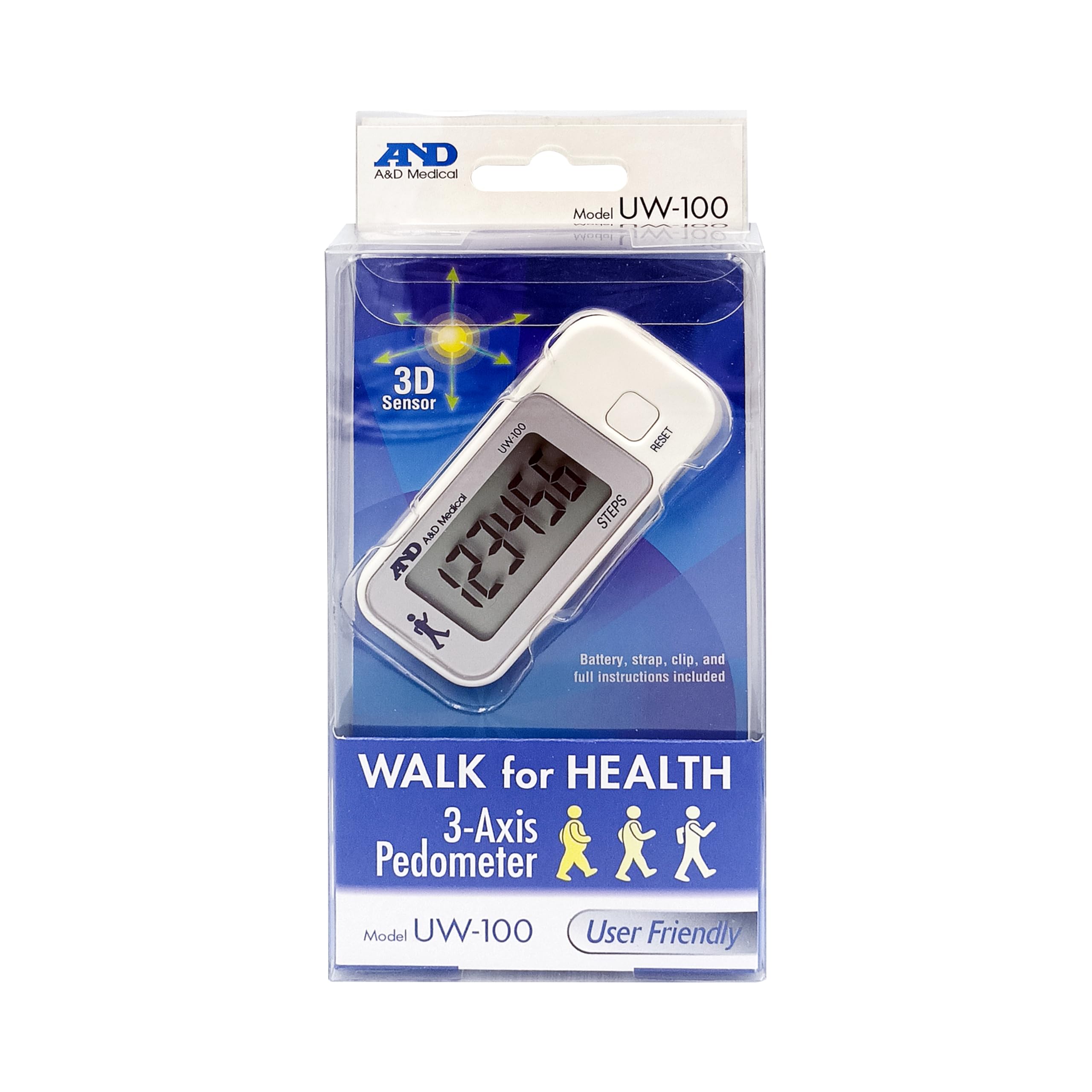 A&D Medical 3-Axis Pedometer UW-100