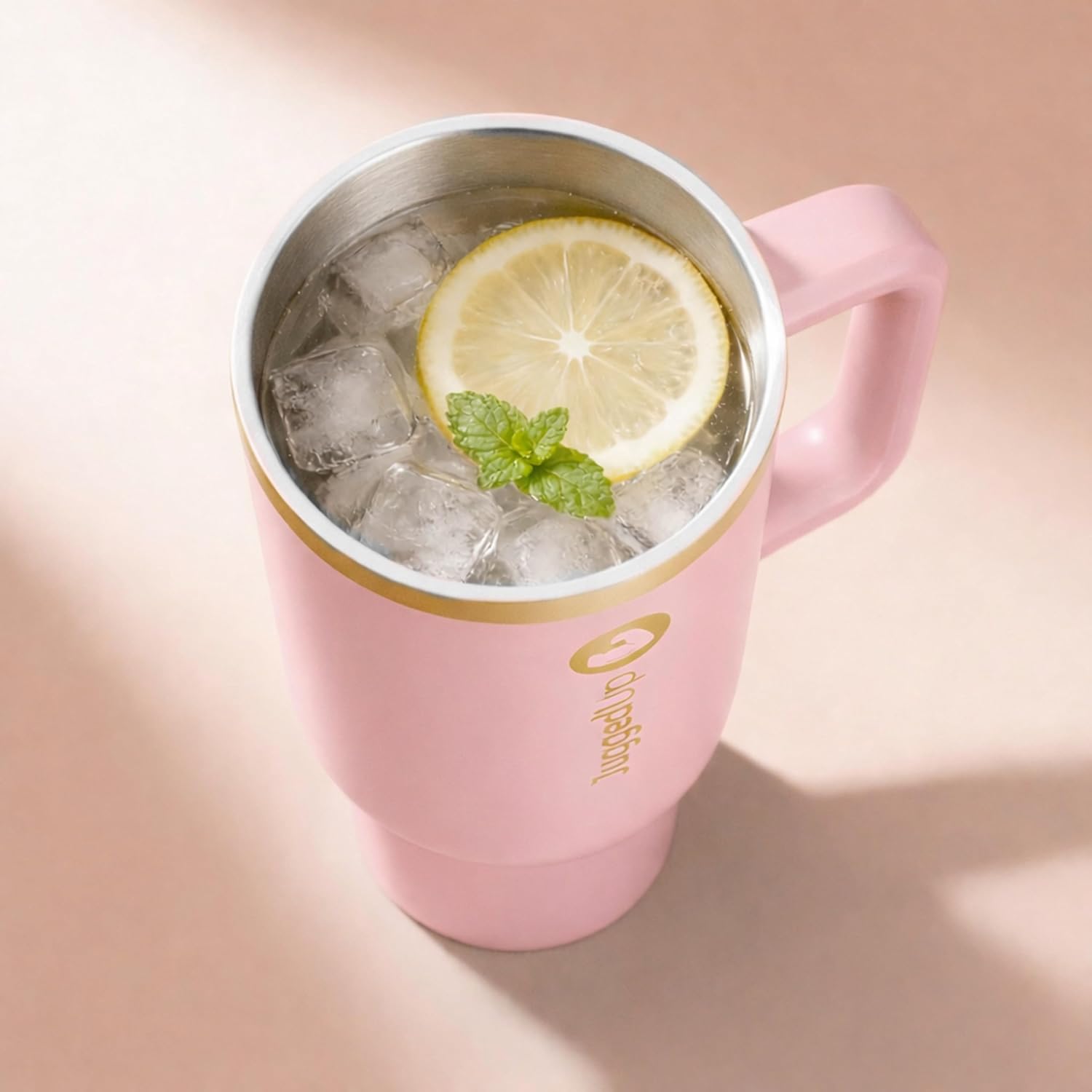 Hydra Tumbler, 40 oz, Insulated Stainless Steel Cup with Handle, Dust Proof Flip Straw Lid, Cup Holder Compatible (Blush Gold) - Image 5