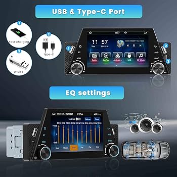 7 Inch CarPlay Single Din Touchscreen Car Radio: Android Auto Car Radio 1 Din With Bluetooth 5.1 AUX USB TF SD Slot FM Radio SWC EQ Backlight Remote Control Phone Link