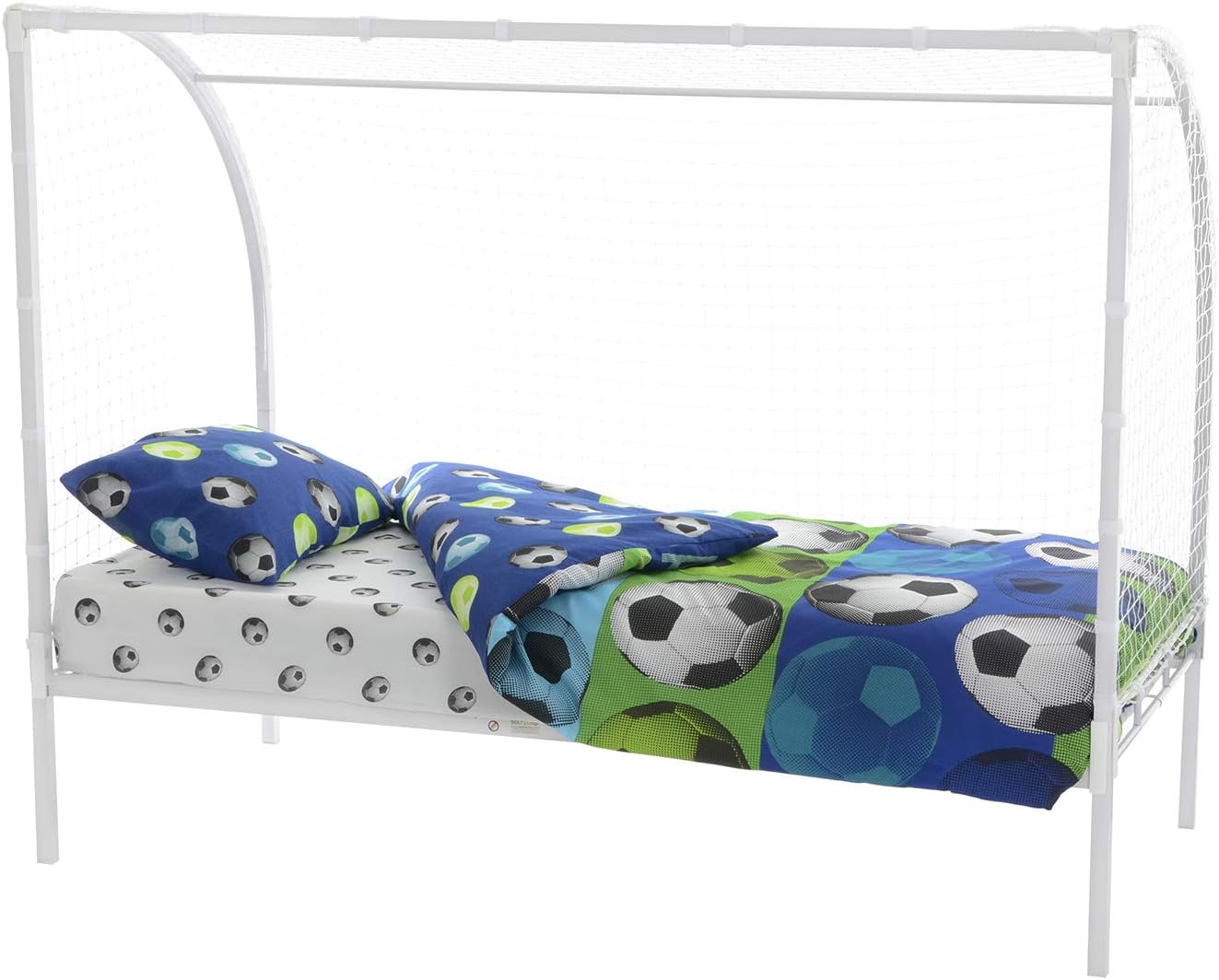 XSS 3ft Single Football Goal Metal Bed Frame With Net (White), XS5839