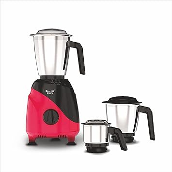 Preethi Peppy MG-245 mixer grinder, 750 watt, Black & Red, 3 jars, Vega W5 Motor with 5yr Warranty & Life