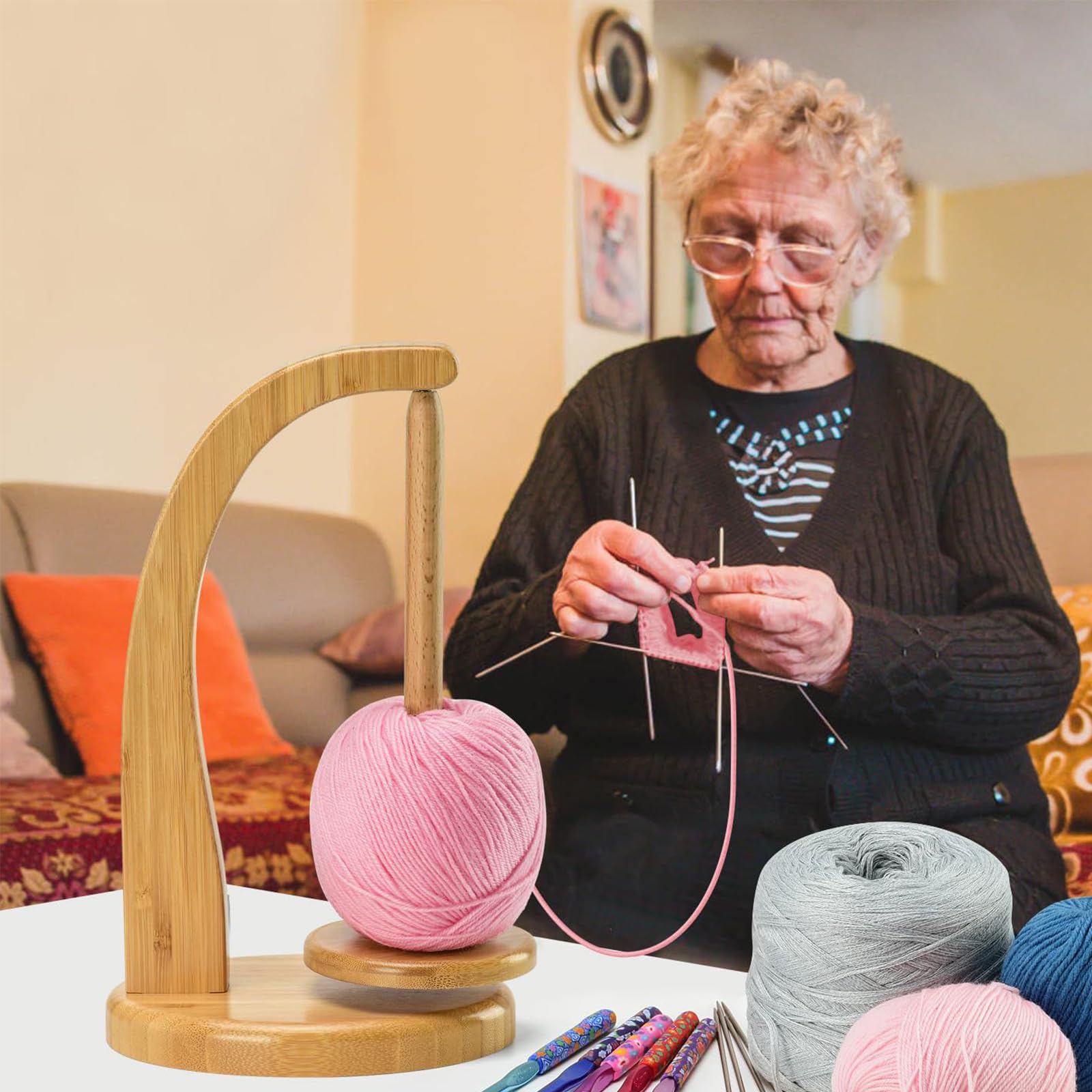 Yarn Winder - Avvolgitore per lana, girevole e magnetico, in lana, per accessori per uncinetto e lavori a maglia