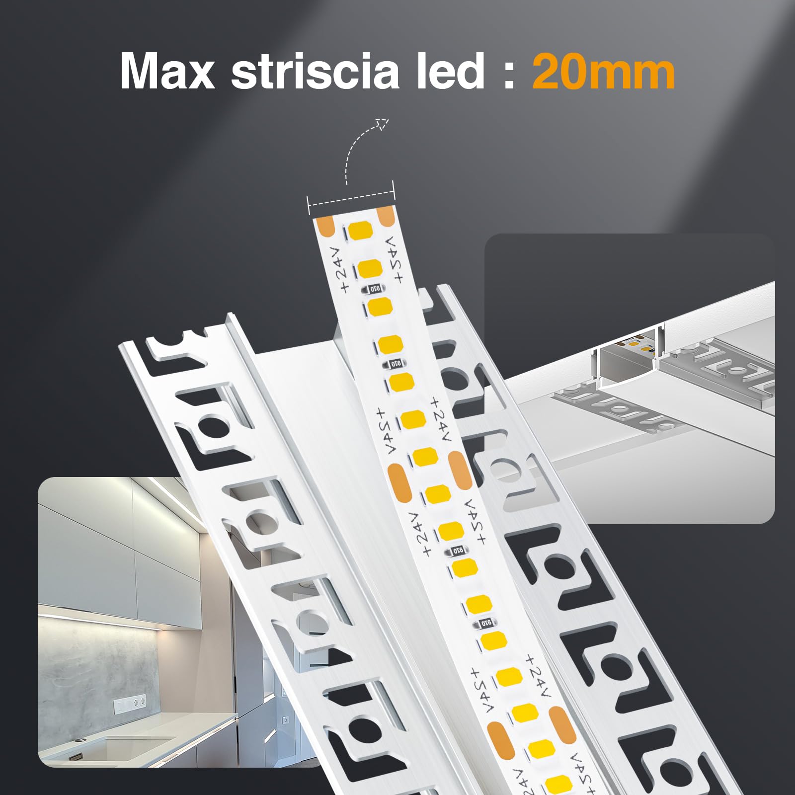 GEEKLUX WJ44_U) - Profilo a U in alluminio, 2 m, per strisce LED/elenco LED, con copertura bianca lattea (15 x 2 m (30 m)