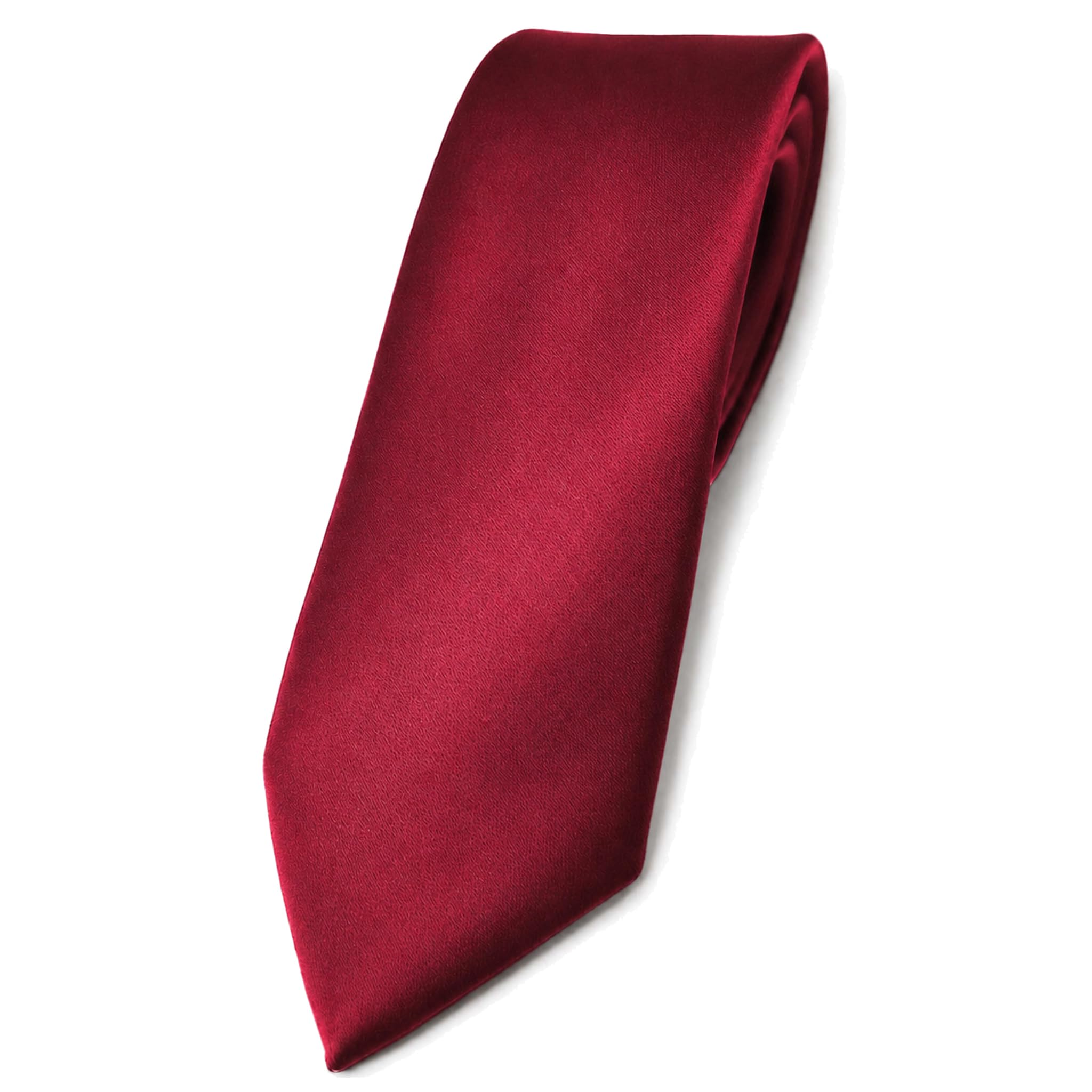 TigerTie narrow Satin tie necktie red carmine all-one-color Polyester