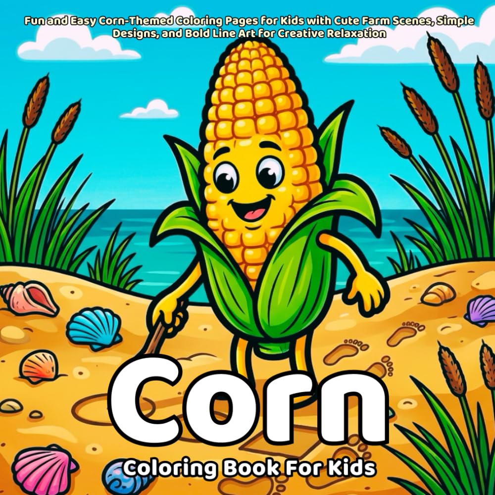 Corn Coloring Book: Fun and Easy Corn-Themed Coloring Pages for Kids with Cute Farm Scenes, Simple Designs, and Bold Line Art for Creative Relaxation (Animals)