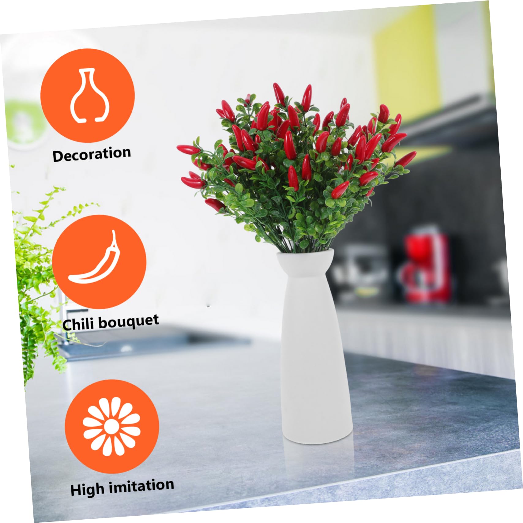 UPKOCH 4pezzi Peperone Finto in Pvc Resistente Rami Luminosi Decorativi Realistica Simulazione Bonsai Artificiale Per Vaso Interno Ornamento Casa e Props Fotografici