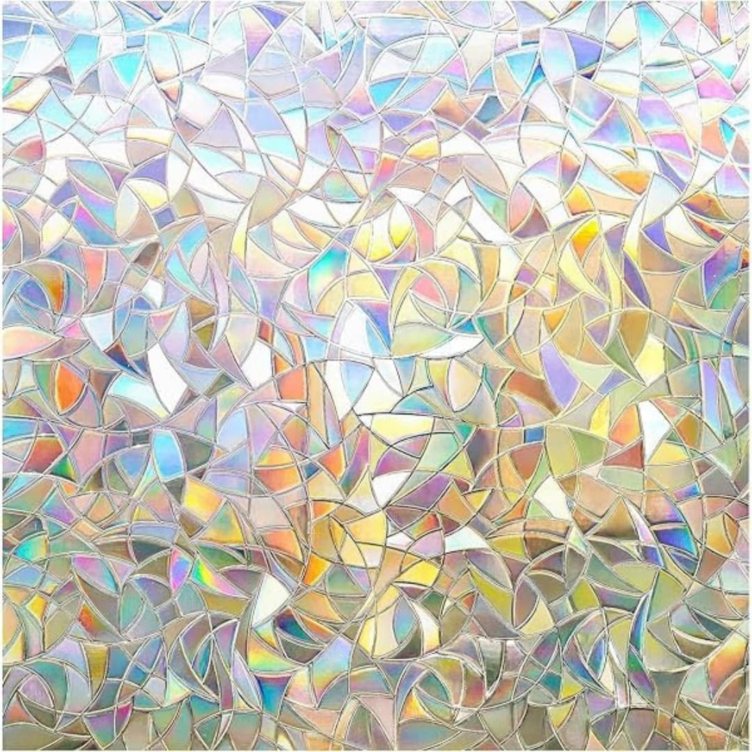 Rainbow Window Film | Sun Catcher Sticker Glass Film for Windows & Glass Doors | Static Cling Window Glass Film for Privacy, Heat Control & UV Protection | Multicolour 17.5 x 78.7 Inches