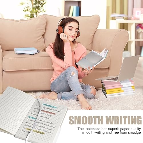 Miniatura 6 de EMOMAS - Cuaderno con líneas rectas, 1 diario de 160 páginas, tamaño mediano de 5.7 x 8 pulgadas, papel grueso de 2.95 ozyd, tapa dura, 1 unidad