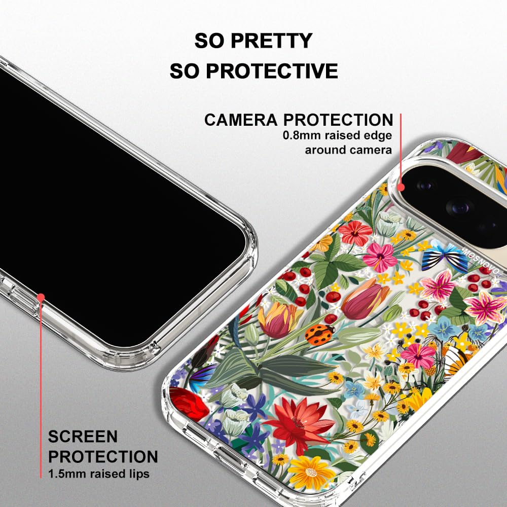 MOSNOVO Case for Google Pixel 10 & Pixel 10 Pro, [Buffertech 6.6ft Military-Grade Drop Protection] [Anti Peel Off Tech] Clear TPU Bumper Phone Case Cover Design - Cute Cherry — view 630