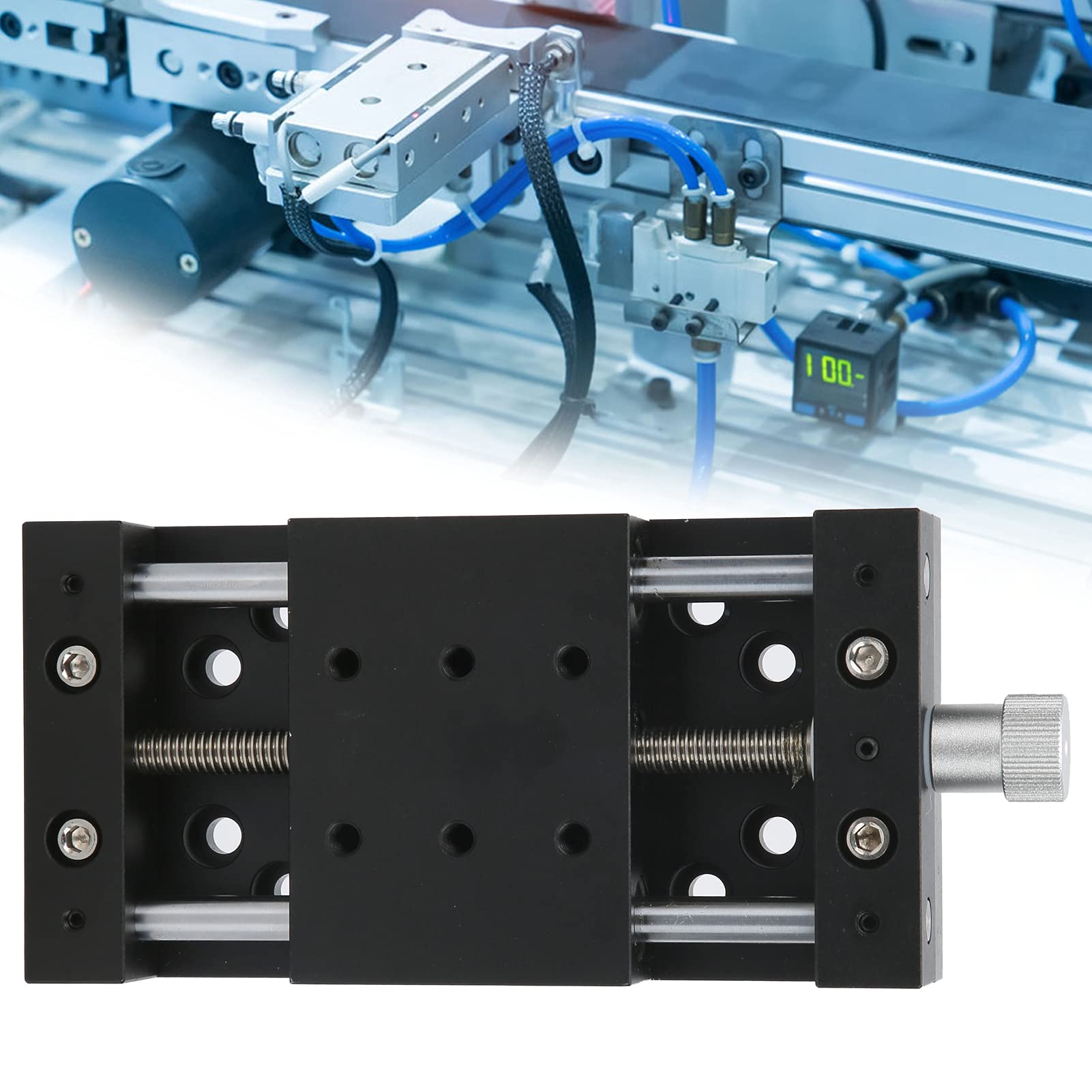 Plataforma deslizante de ajuste fino de manual de platina lineal de ejes X Mesa deslizante Mesa deslizante de aleación de aluminio SP80A-DB60 para dispositivos de medición Suministros industriale