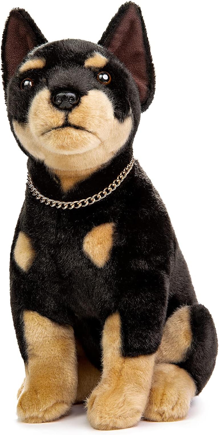 Realistic Doberman Dog Plush Toy - Simulation 12" Standing Doberman Noble Pet Dog Stuffed Animal Puppy Model Toy, Unique Plush Gift Collection for Kids Birthday, Home Decor