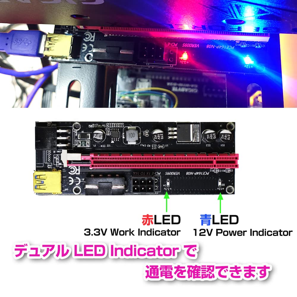 Amazon.co.jp: Cyberworld Riser Card [Ver.009S] Blue USB Cable USB3.0 PCI-E  Express 1x-16x Extension Riser Card Adapter Mining Bitcoin Graphic Board ...