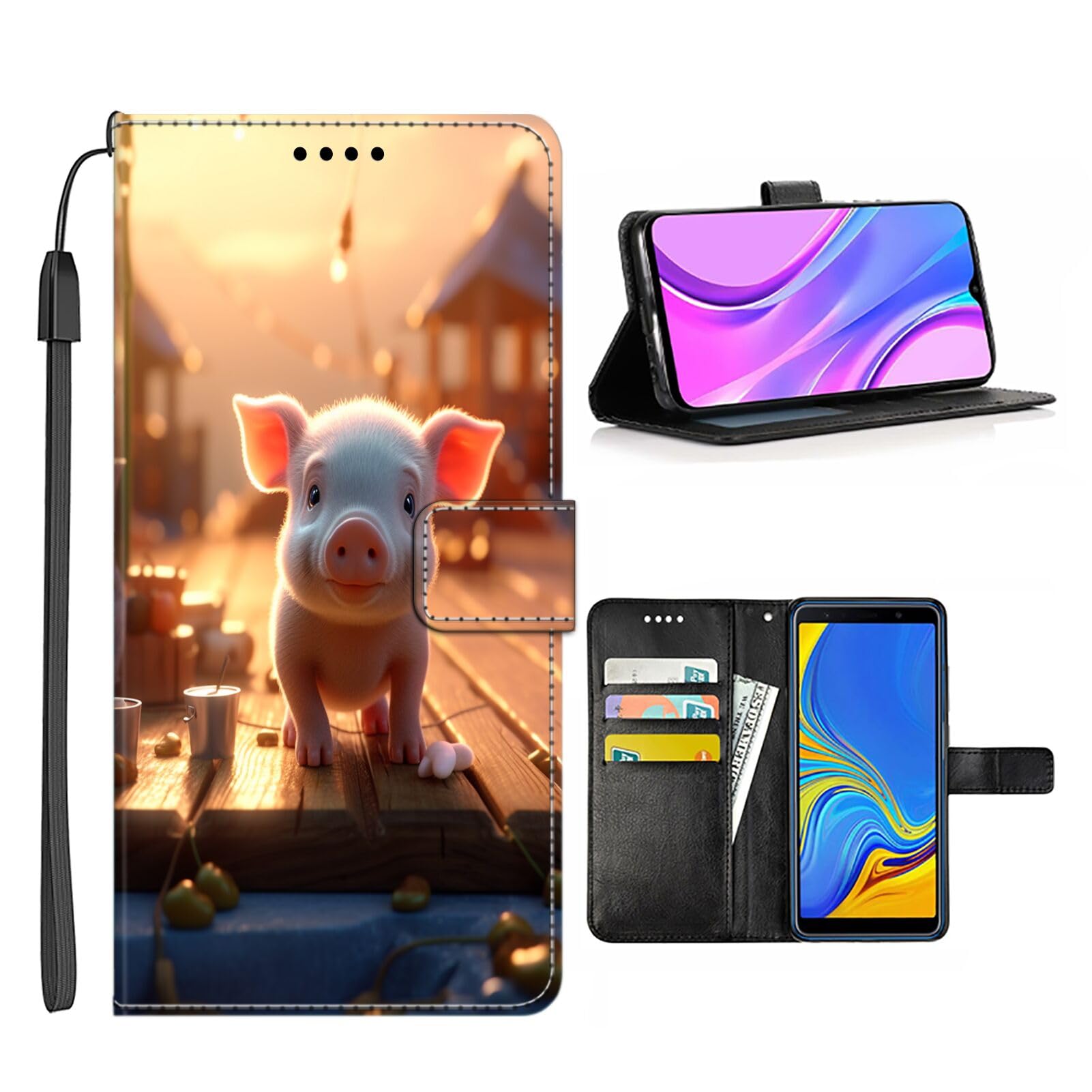 ElgzigokWallet Phone Case for Samsung Galaxy Note 10 with Pig-aa36 - Stylish and Functional PU Leather-Free Smartphone Case with Card Holder Multicolor