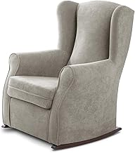 SUEÑOS ZZZ - Irene Rocker, Nursing Armchair Upholstered in Anti-Stain Fabric, Silver Grey with Rocker Lacquered in Wenge, Rocking Chair for Bedroom, Living Room or Baby Room