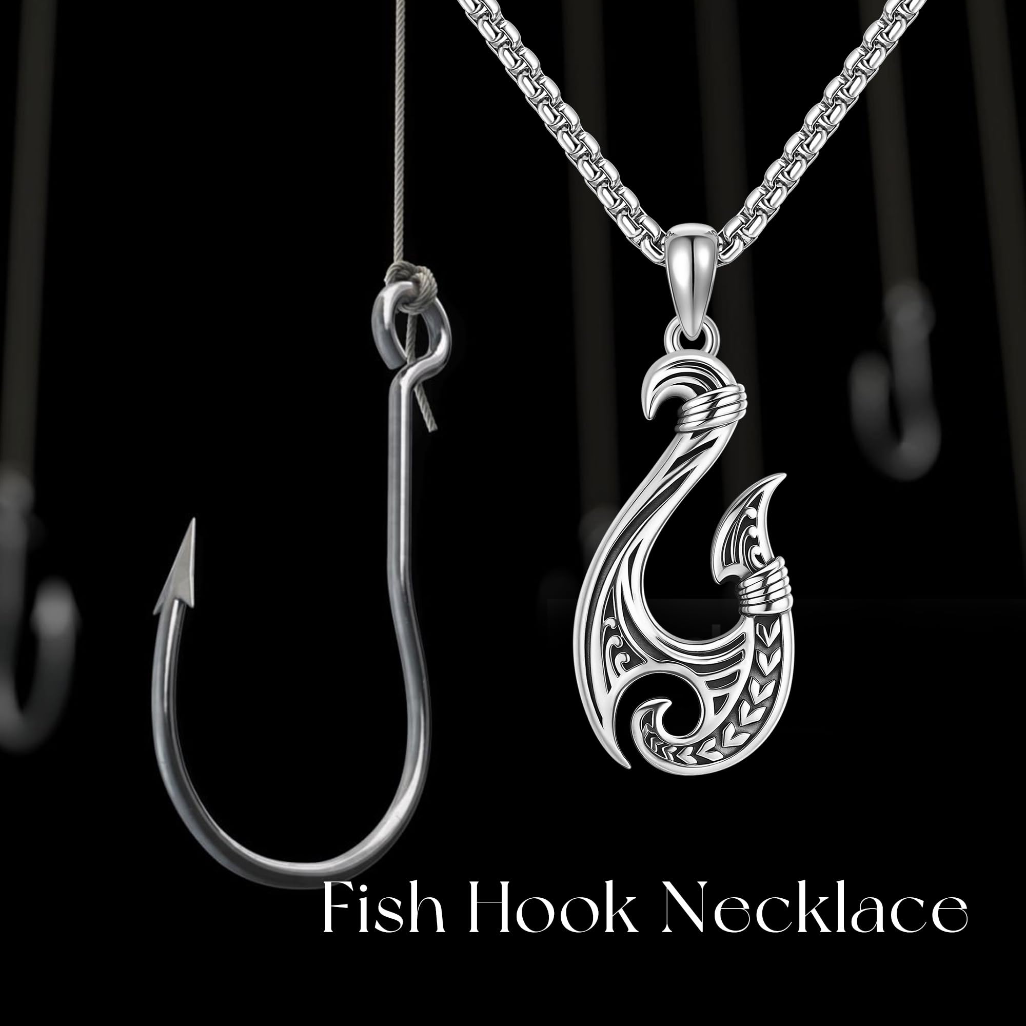 URONE Ami da pesca, catena in argento Sterling 925, stile vintage, regalo per uomini, Nessuna pietra preziosa