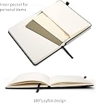 Cahiers de notes en ligne avec boucle de stylo, Cahier de couverture rigide pour le travail, 100Gsm Papier épais de qualité supérieure avec poche intérieure, moyen 5.7"x8.4", (noir, règle)