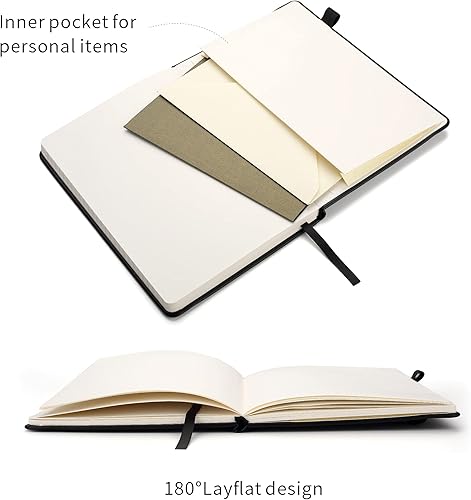 Miniatura 4 de Deziliao - Cuadernos forrados para diario, con lazo para bolígrafo. Cuadernos de tapa dura para trabajo, papel grueso de 100 Gsm con bolsillo