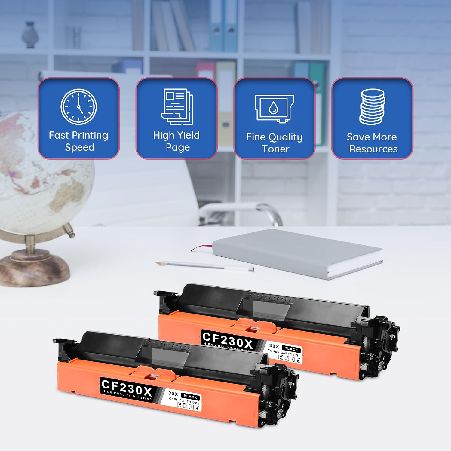 30X High-Yield Black Toner Cartridge, CF230X Remanufactured Compatible Replacement for HP 30X CF230X 30A CF230A for Laser Pro MFP M227fdw M203dw M227fdn M203dn M227sdn M203d M203 Printer Ink (2-Pack)
