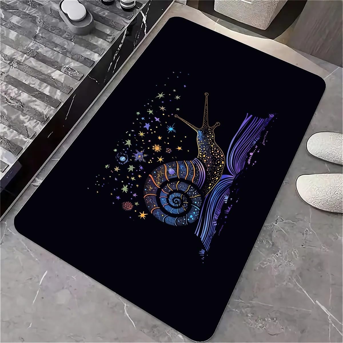 Diatomaceous Earth Bath Mat,Reading Snail Non-Slip Volume Super Absorbent Fast Drying Eco-Friendly Easy to Clean for Bathroom Kitchen Door mat 16×24Inch (40 * 60cm)