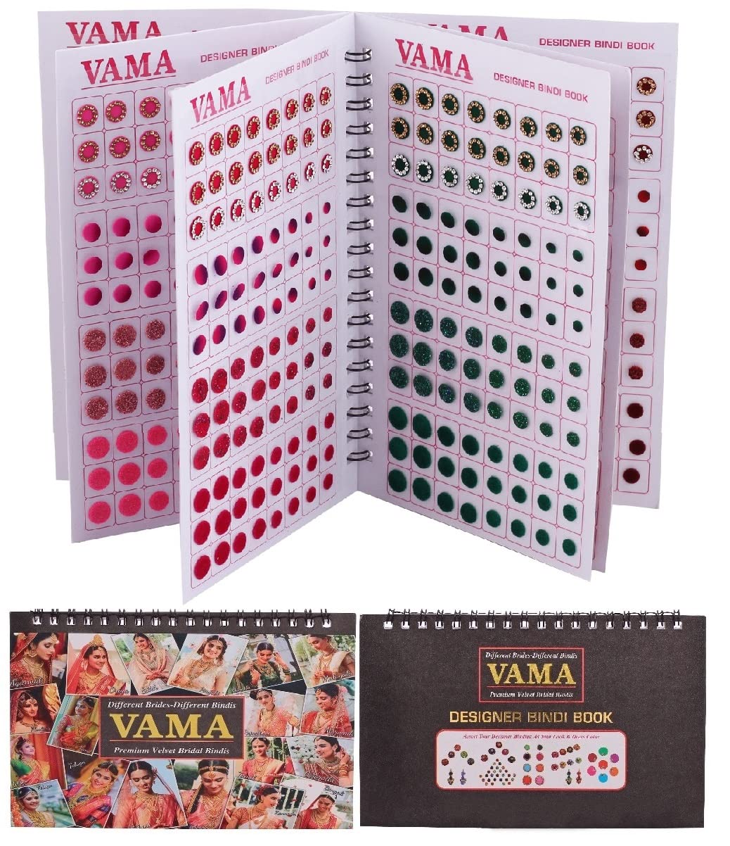 Vama Fashions Multicolour Plain Glitter Sparkle Shaded Crystal Diamond Stone bindi Booklet sticker for Women (Designer bindi book)