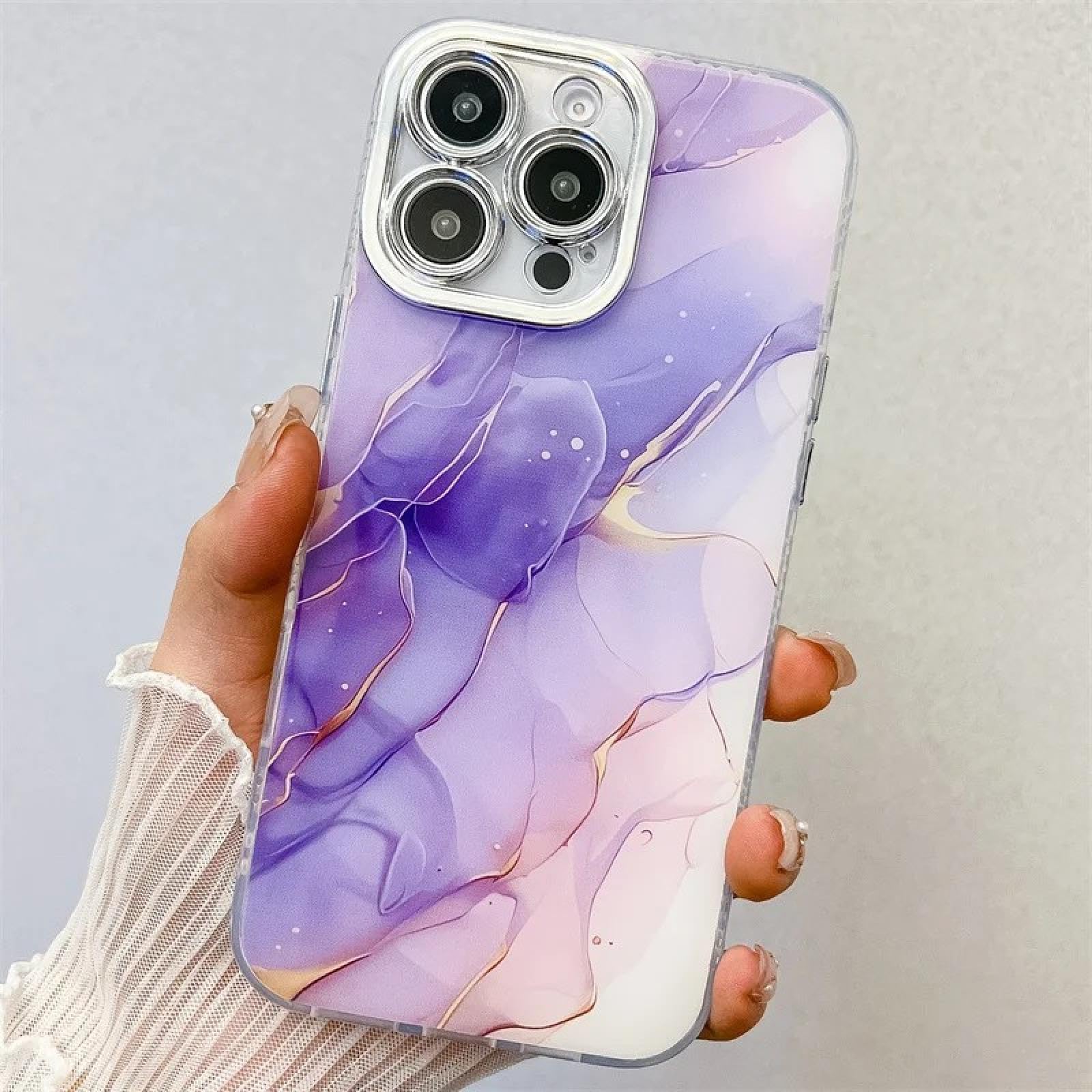 Coque iPhone 15 Pro antichoc rigide PC marbre paillettes M3 - 7