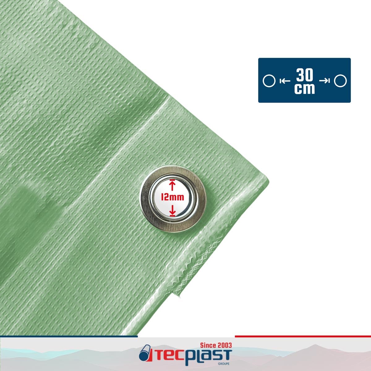 TECPLAST Bâche pour Carport 3x5 m LP506CP Vert Sauge - Garantie 5 Ans - Toile PVC étanche pour abri de Voiture