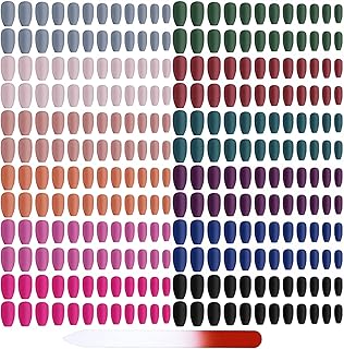 12 sets/288pcs Solid Colors Matte Acrylic Ballerina Coffin False Nails Full Cover Fake Nails Tips Natural Medium False Nail with a Crystal Nail File (Matte Ballerina)