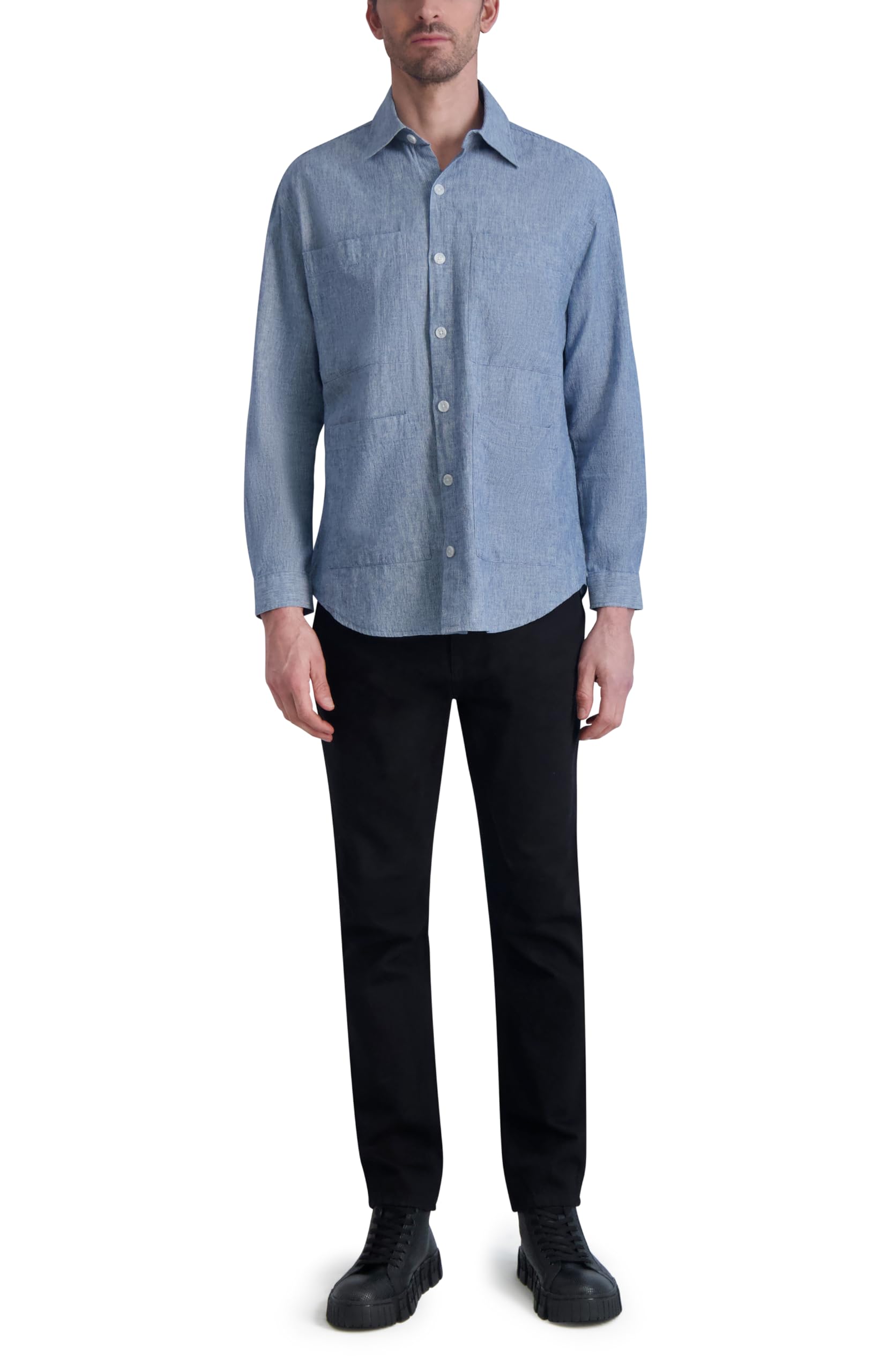 Karl Lagerfeld Long Sleeve Four Pocket Top Camiseta de Manga Larga con Cuatro Bolsillos Hombre