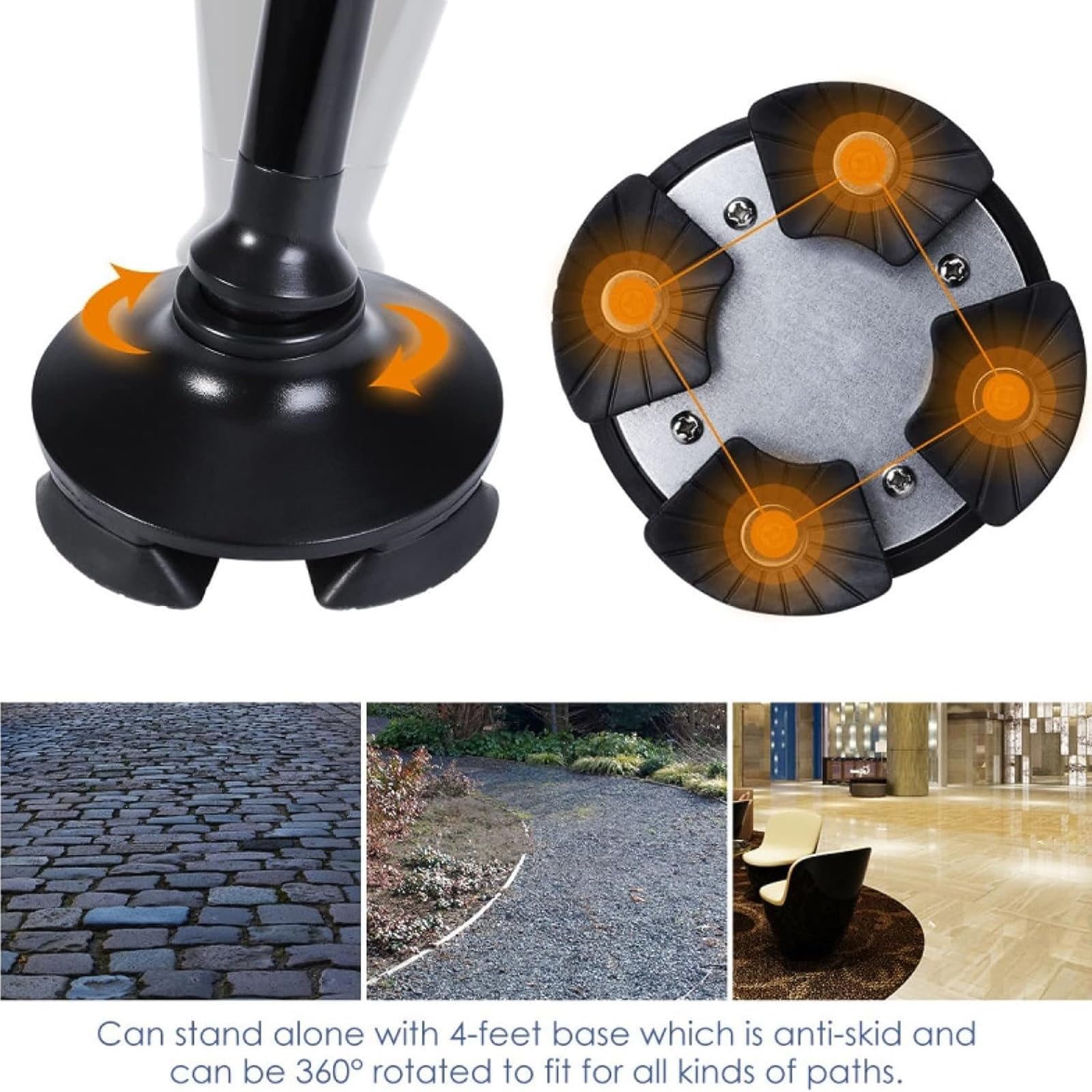 Bastón plegable telescópico con luz LED y alarma, altura ajustable, anticaídas, antideslizante para personas mayores y ancianos